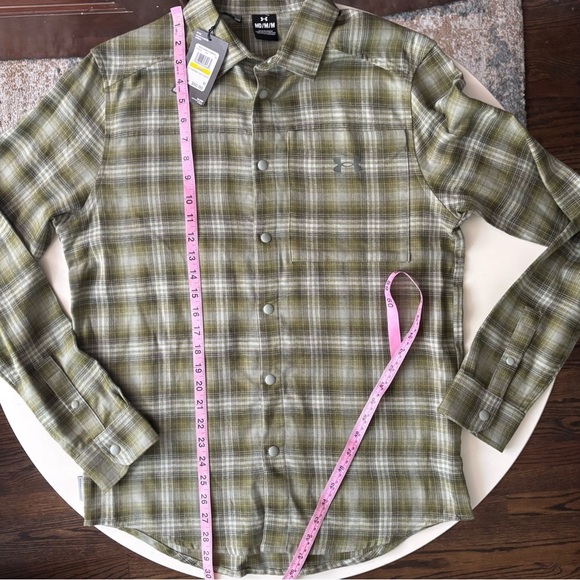 Under Armour Men's Tradesman Flex Flannel Button Down Size Medium New Green - Picture 2 of 9